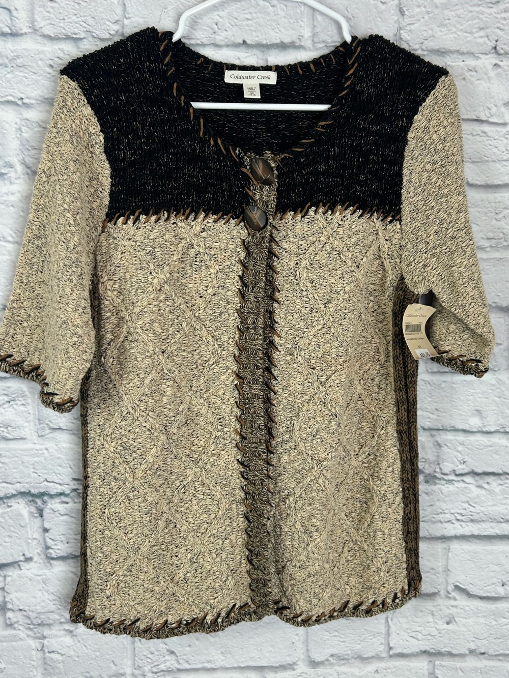 Coldwater Creek Whipstitched Cable Knit Cardigan Sweater M NWT